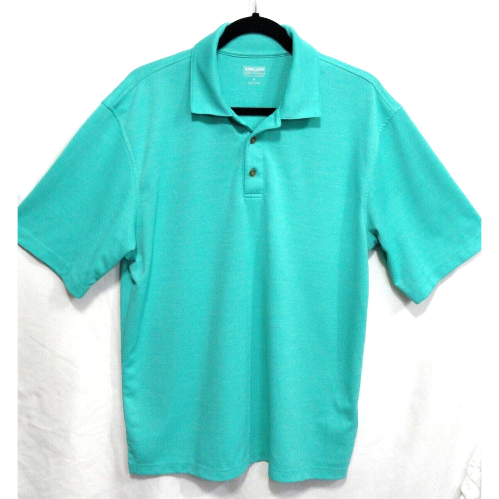 2 for $15 Kirkland Signature Bright Green Polo Shirt Comfort Men's Size Medium